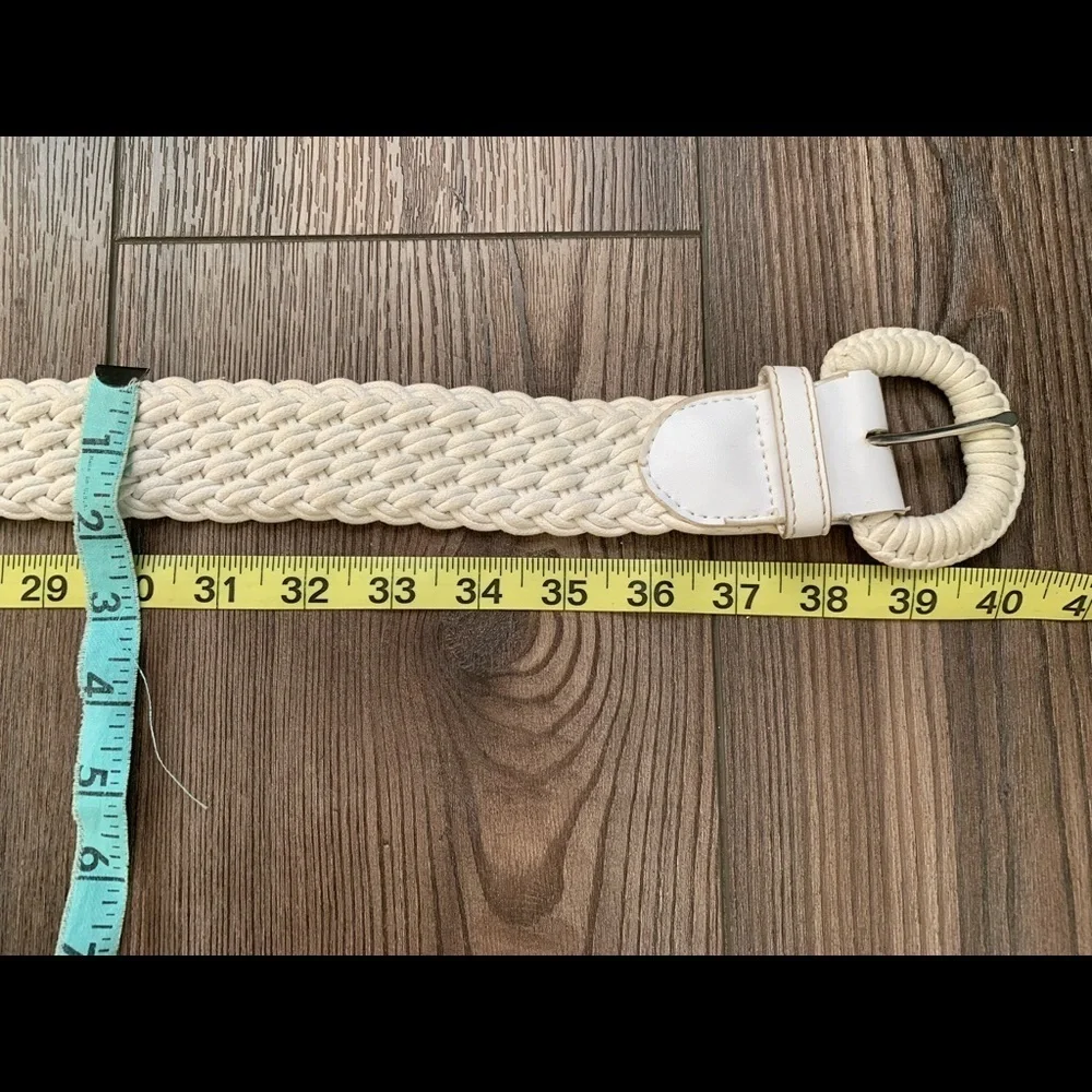 Elegant Cream Woven Belt